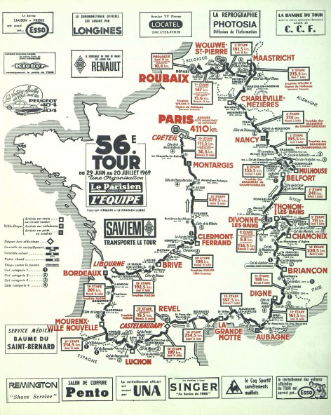 1969 Tour de France Map